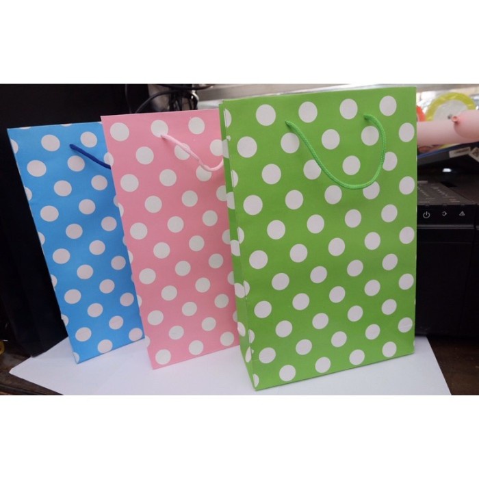 

(TERLARIS) Hemat paper bag polkadot kertas isi 12 paperbag polkadot tebal