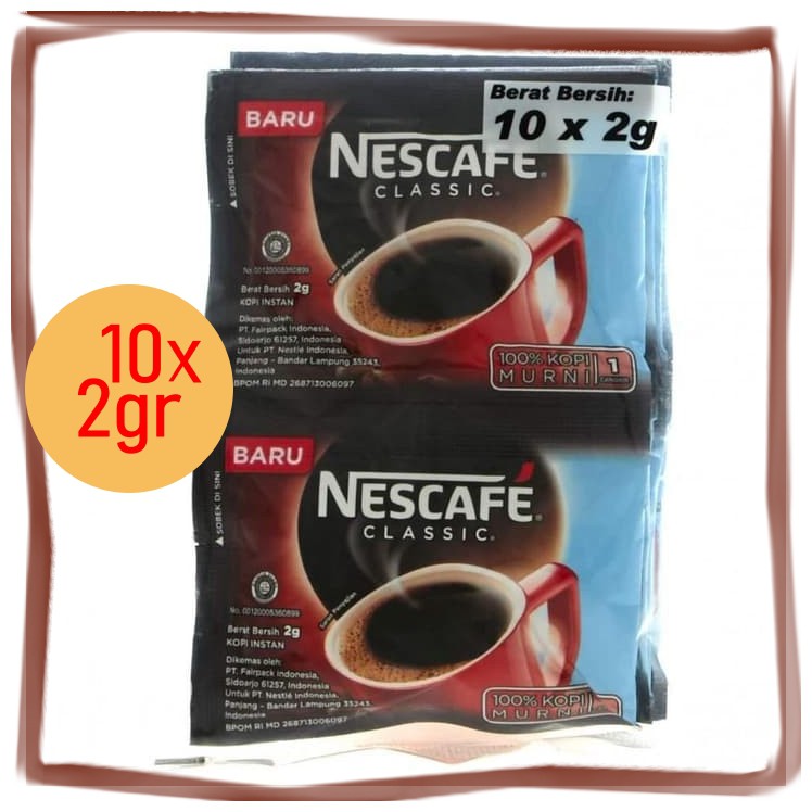 

nescafe KOPI MURNI sacet kopi klasik isi 10 x 2gr nes cafe classic