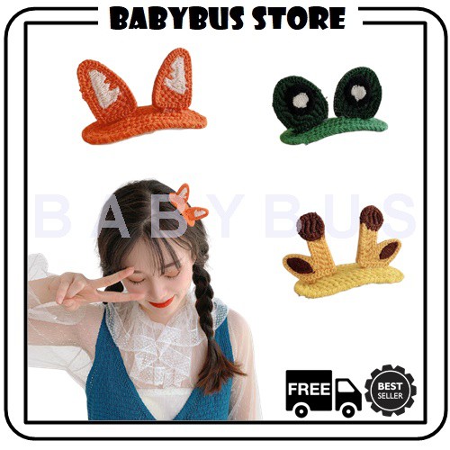 BBS IR 8 Hairclip / Jepitan rambut Rajut / Klip Jepit Model Animal Ear Gaya Korea / Amigurumi