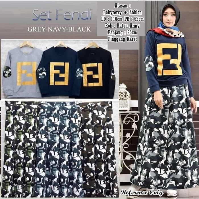 Setelan Wanita Army | Set Fendi | Setelan Fendi Army