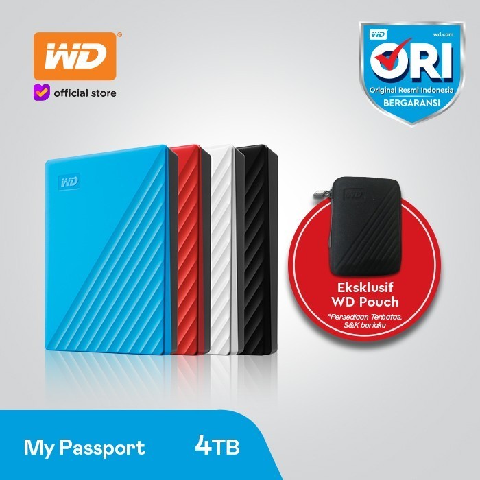 WD My Passport 4TB External HDD Portable 4TB - 3 years warranty