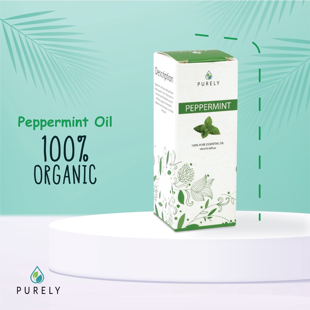 PURELY Peppermint essential oil dapat digunakan oleh anak-anak dan ibu hamil, Therapeutic-Grade 10ml