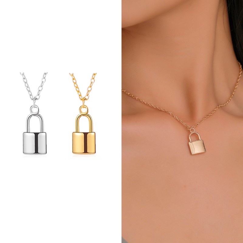 Kalung Wanita Premium Korea Model Gembok Perhiasan Aksesoris Jewelry