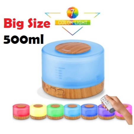 Diffuser Motif Kayu 500ml Aromatherapy Air Humidifier 7 Color + Remote
