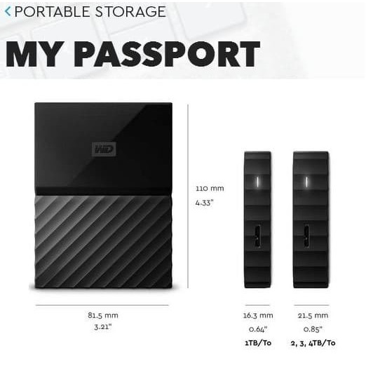 HDD EXTERNAL WD - 2TB MY PASSPORT ULTRA PORTABLE HARD DRIVE USB3.0