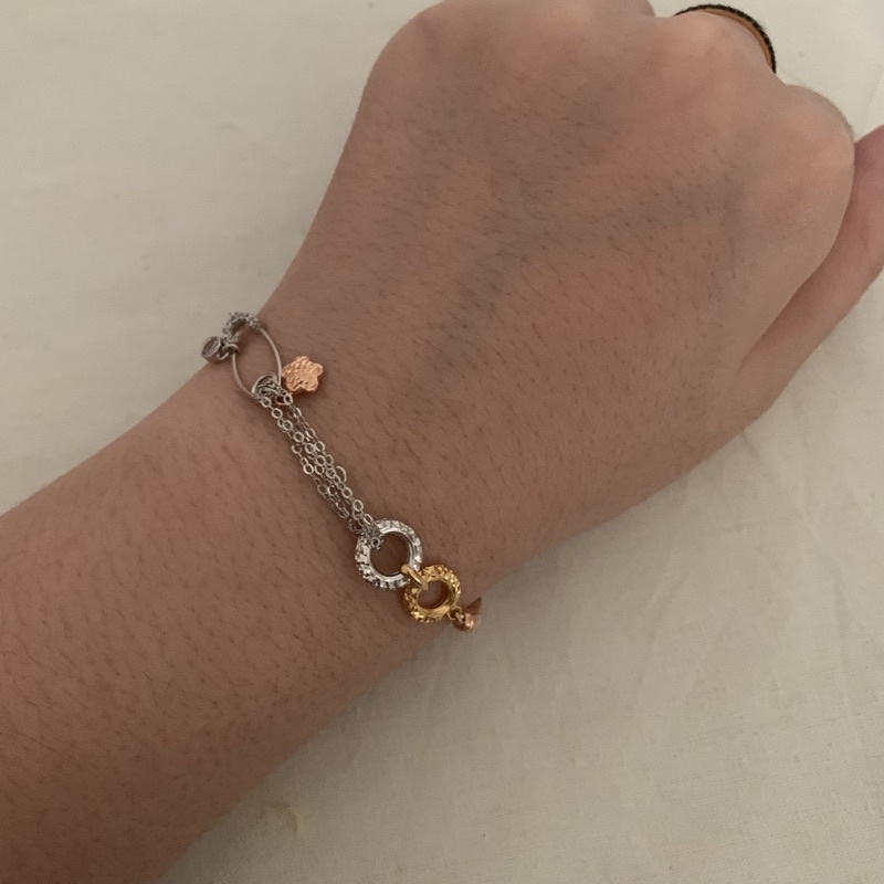 GELANG EMAS PUTIH PAPERCLIP STAR CHARM BIJI LADA