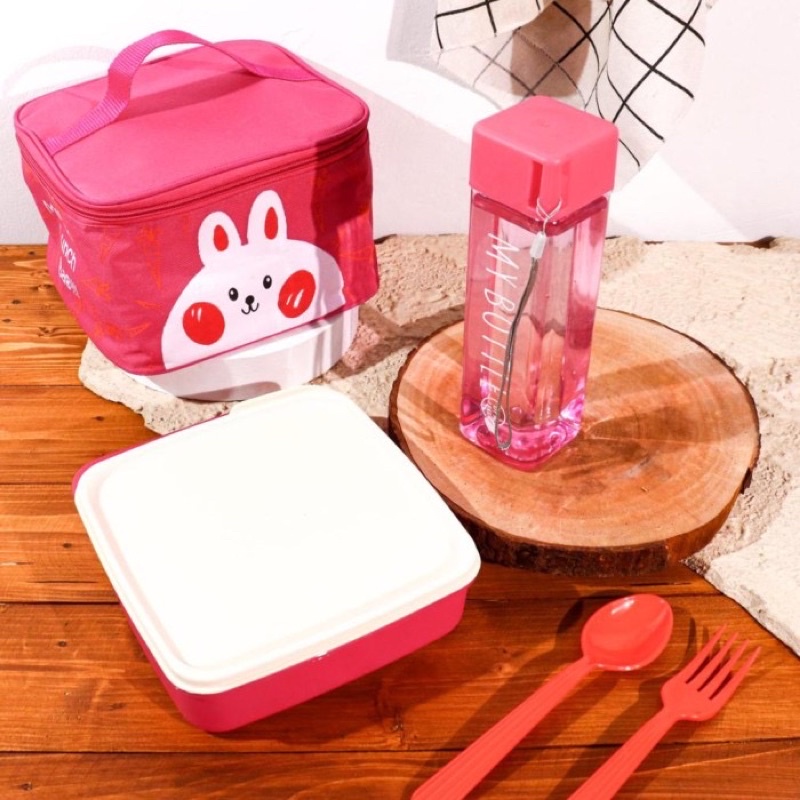 Kotak makan set anak / tempat makan komplit anak / set bekal makan anak