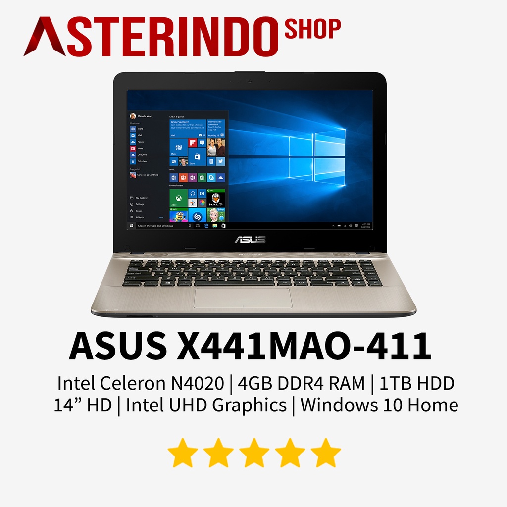 ASUS X441MAO-411 Intel N4020 4GB 1TB HDD 14"HD WIN10 BLACK