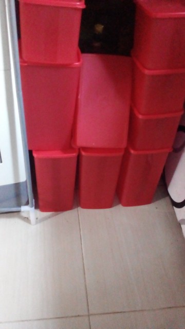 [indra] Set Merah Toples Plastik Isi 9pcs/smk441/wadah Penyimpan Makanan