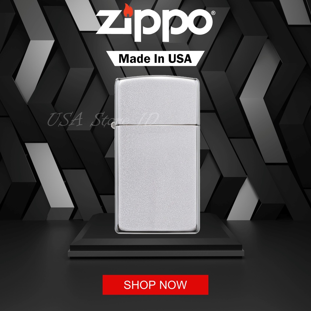 Korek Zippo Slim Satin Chrome 1605 Original 100% Garansi Resmi USA