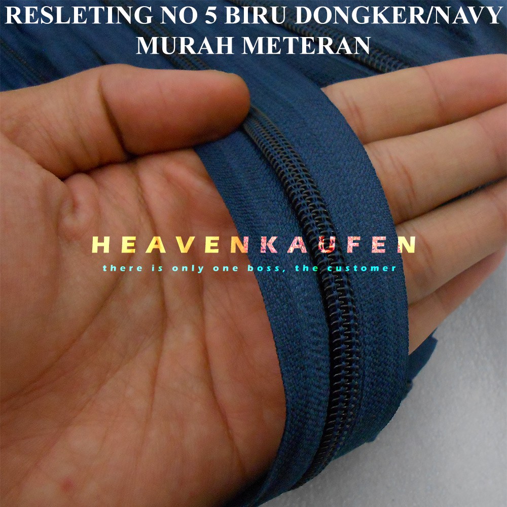 Resleting / Zipper Biru Navy Dongker No 5 Murah Meteran