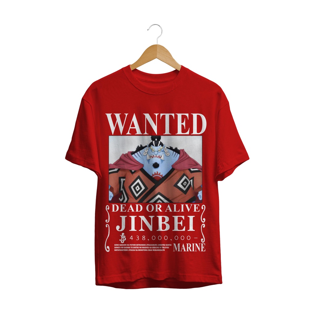 T-SHIRT BAJU ANIME ONE PIECE WANTED MUGIWARA JINBEI