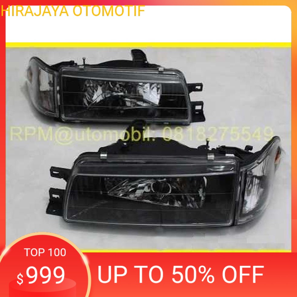 Jual Headlamp Black Smoke Lampu Depan Kristal Toyota Corolla Twincam AE92 Diskon