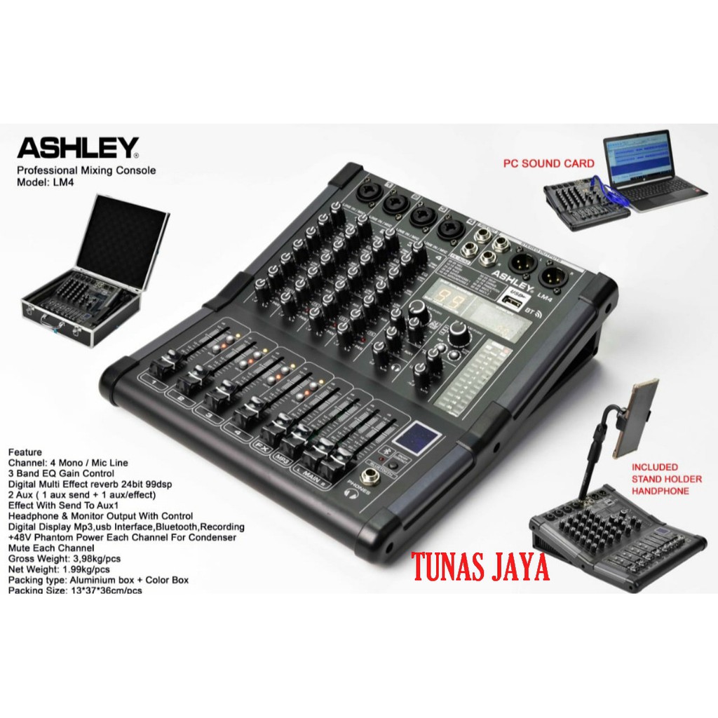 Mixer Audio  ASHLEY LM 4 - 4 Channel Original ASHLEY LM4 Free Hardcase + Tongsis