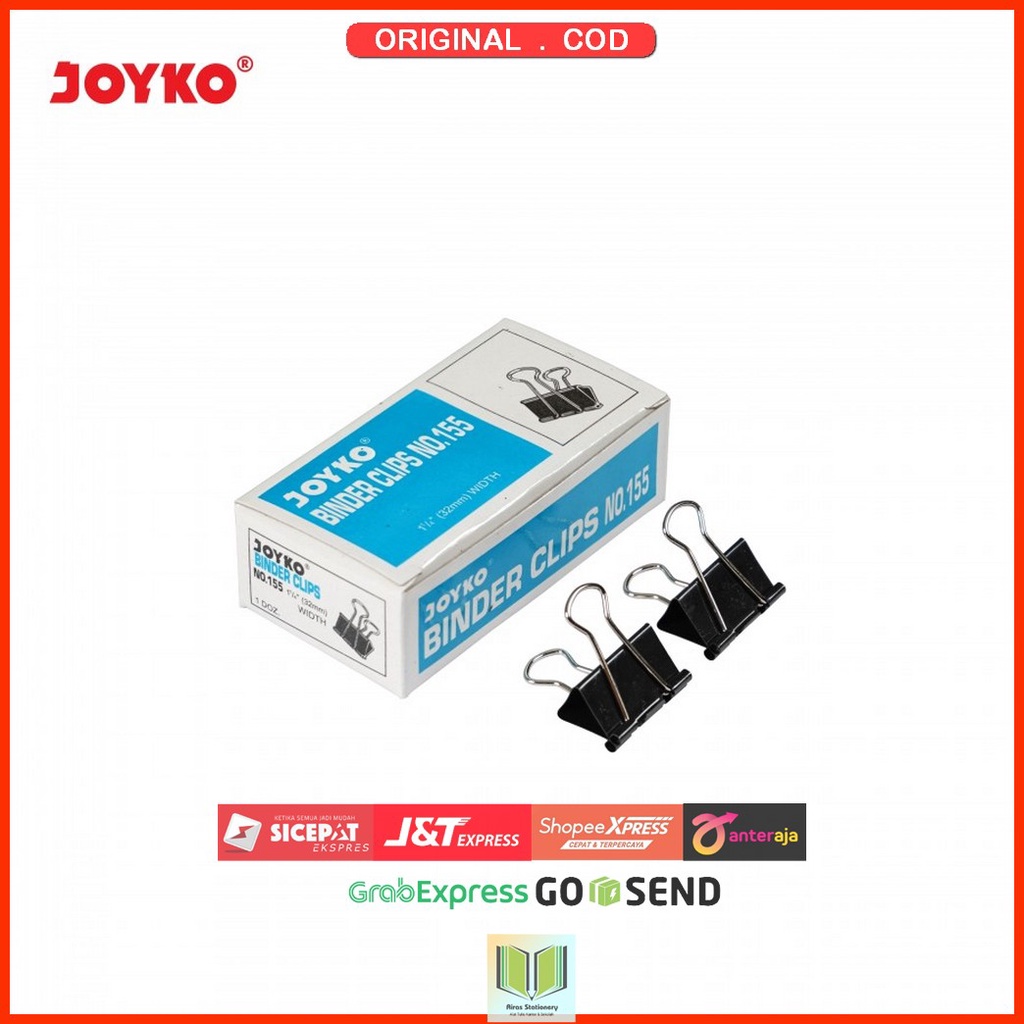 

Binder Clip / Klip / Penjepit Kertas Joyko 155 / 1 BOX 12 PCS