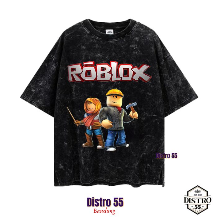 KAOS BLACK WASHED VINTAGE ROBLOX  / TANDEM KARAKTER  / ROBLOX CORPORATION / WASHED TSHIRT / DISTRO 5