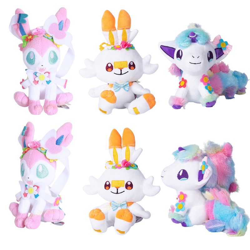 Pokemon Plush Scorbunny Ponyta Sylveon Nymphali Feelinara Cartoon Soft Stuffed Collection Toys For Children Christmas Gift