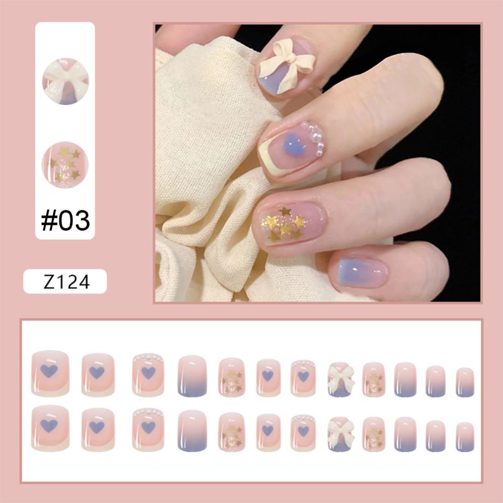 Timekey 24pcs / set Stiker Kuku Palsu Bisa Dilepas Untuk Aksesoris Nail Art / Manicure it A9K5