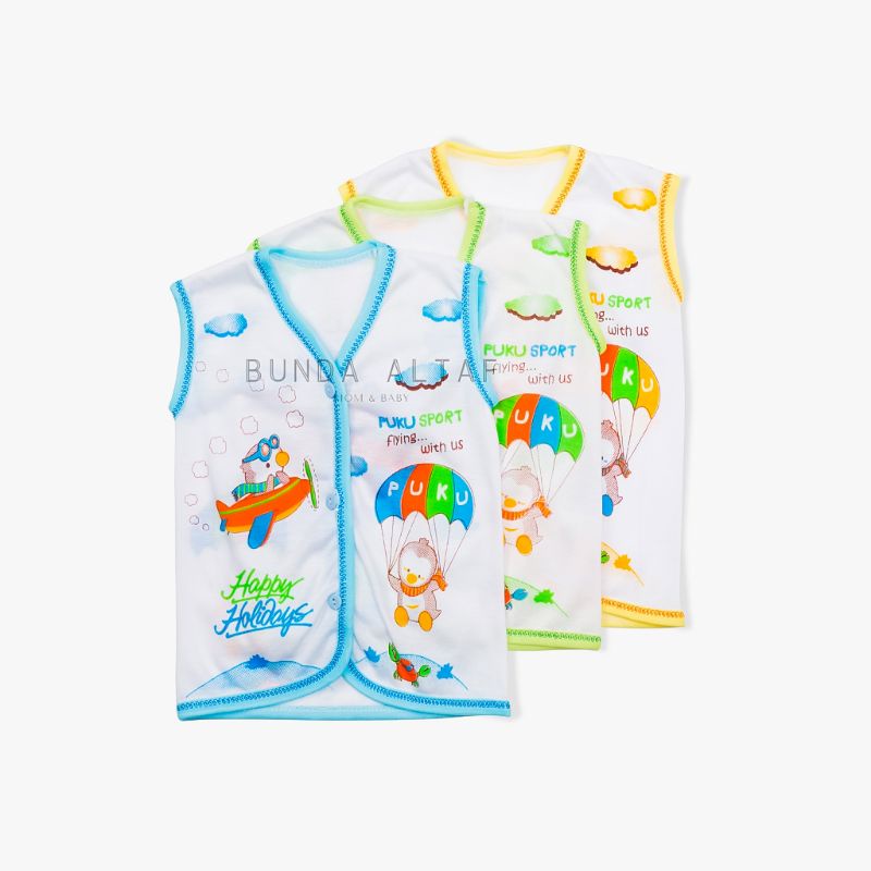 6 pcs (1/2 lusin) Baju Bayi Murah / Pakaian Bayi Lengan Pendek Panjang Yukensi Atasan Bayi Kancing Depan