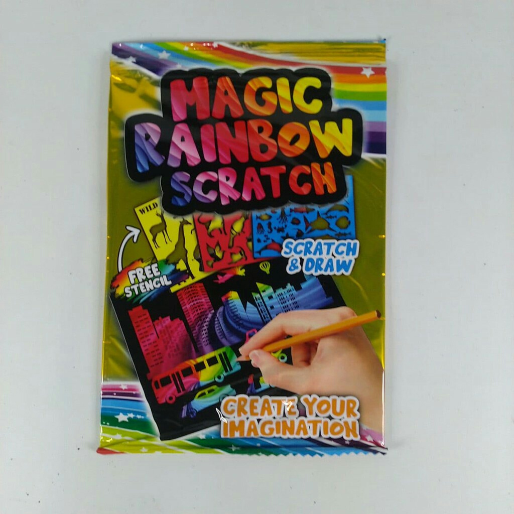 

MAINAN KREATIFITAS ANAK MAGIC RAINBOW SCRATCH SET STENSIL / KERTAS GORES BERWARNA / KERTAS GRAFITI