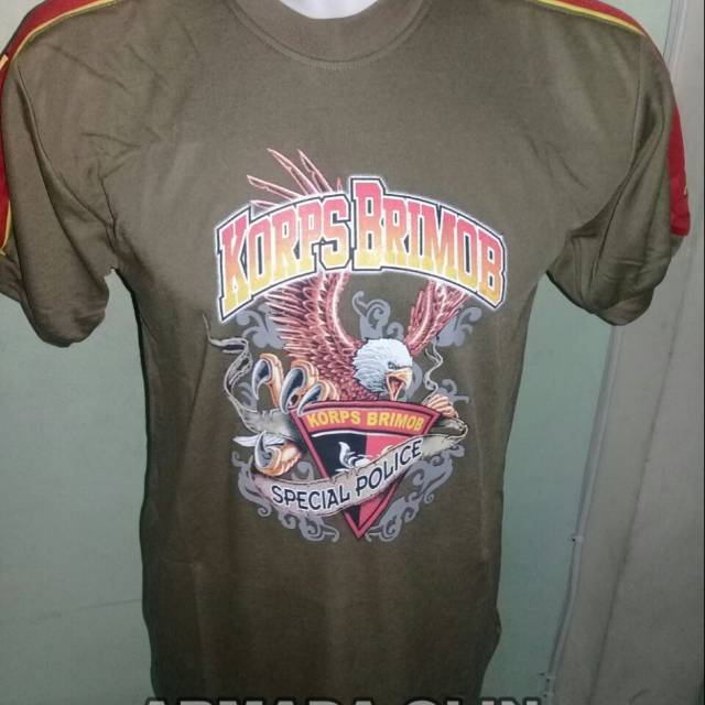 Kaos kombinasi brimob hijau lengan pendek | kaos brimob  | kaos dalaman brimob hijau lengan pendek