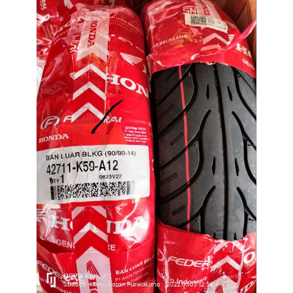 BAN LUAR TUBLES BELAKANG FEDERAL/HONDA MATIC 90/90_14 BEAT/BEAT FI/ VARIO/VARIOTECNO/VARIO150