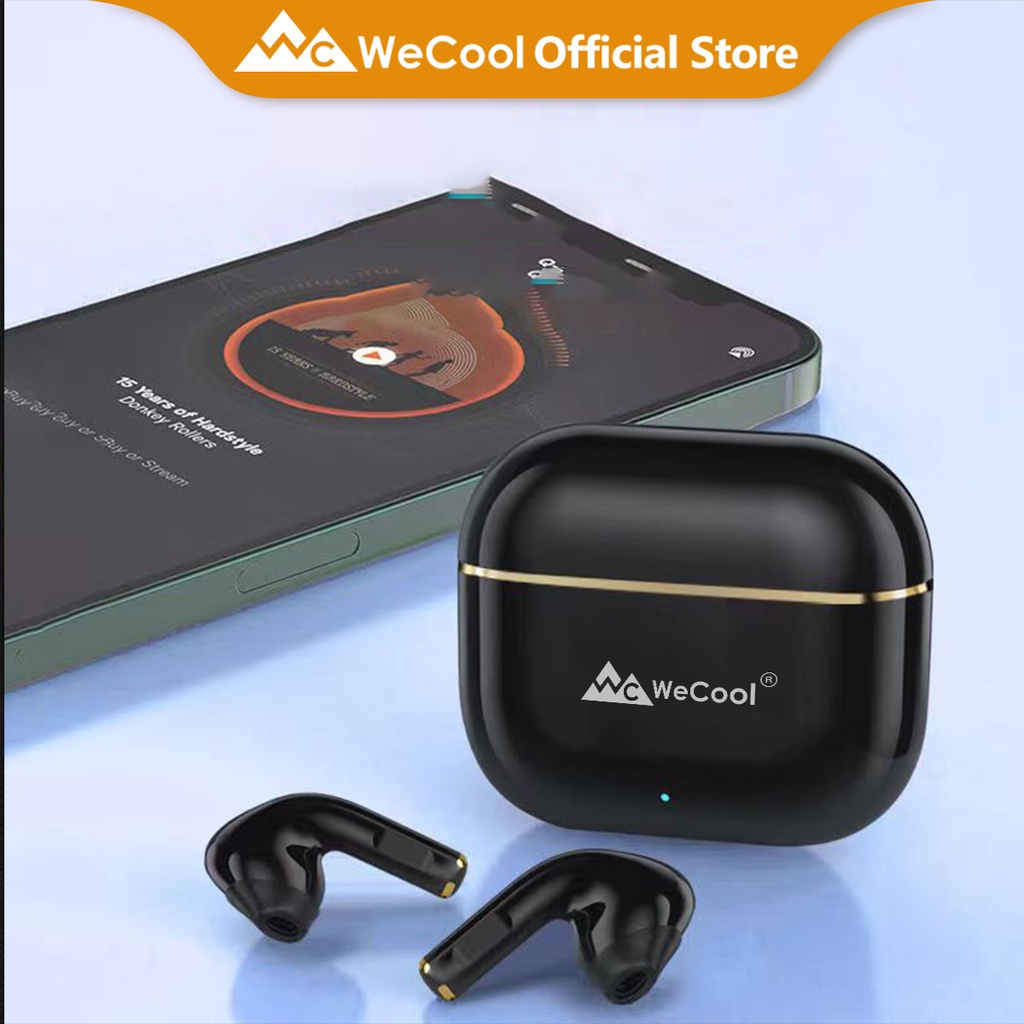 WeCool H1 2022 Baru True Wireless Headphone Bluetooth True Wireless Headphone IPX5 True Wireless BT 5.2 In-Ear Low Latency Gaming Headphone dengan Mic HD Asli