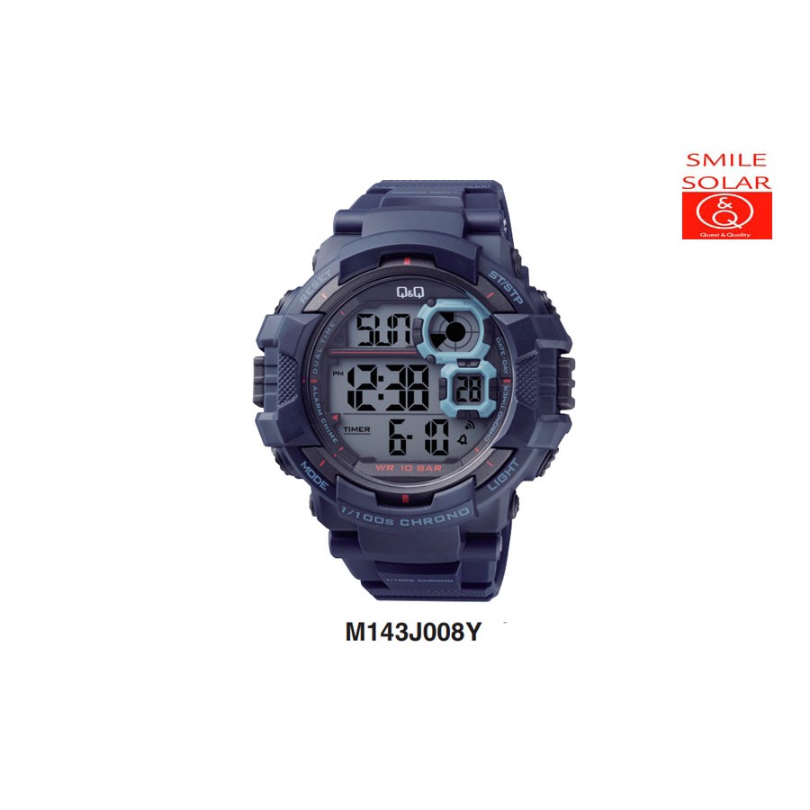 Jam Tangan Pria Casual Sporty Rubber Digital Original Q&amp;Q QnQ QQ M143 M143J Diameter Besar