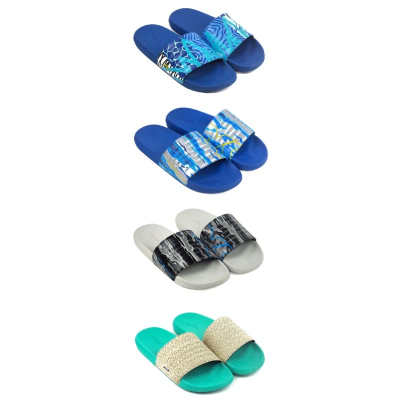 Sendal Selop Specs RUNTUBOY MK STEREOFLOW Marc Klok Slides Sandals - Mineral Grey Jewel Blue Multive