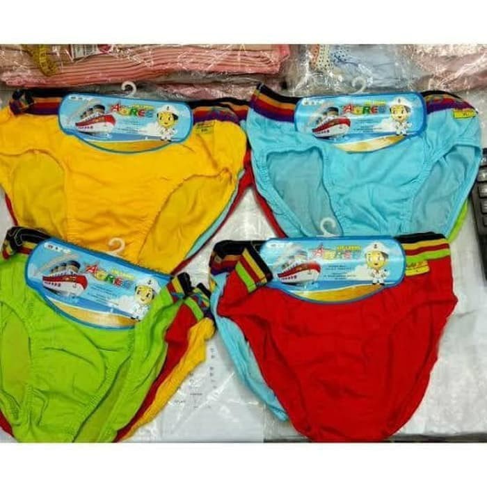 1 Jepit 3 Pcs Celana Dalam Agree Kids - CD Anak Laki Laki - Boxer Polos Mix Warna