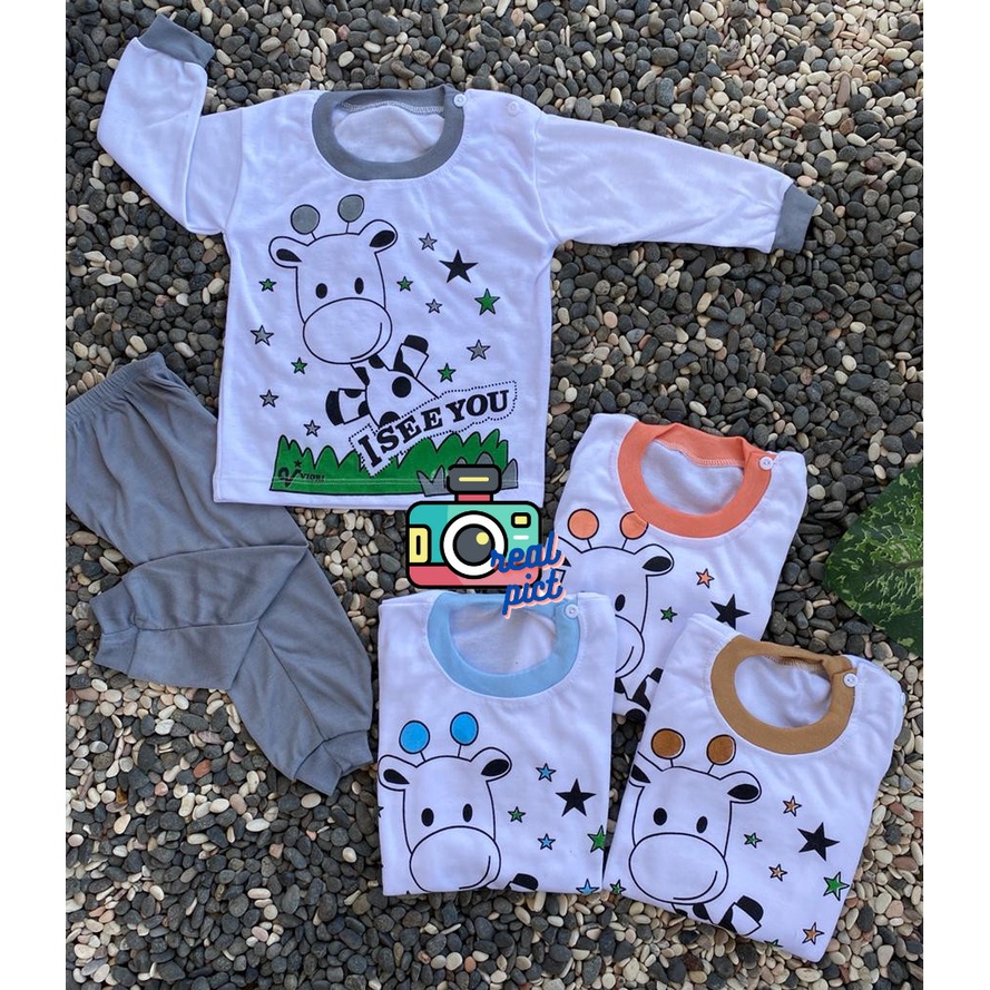 baju bayi lucu murah jerapah setelan PANJANG 3-18 bulan (PP082)