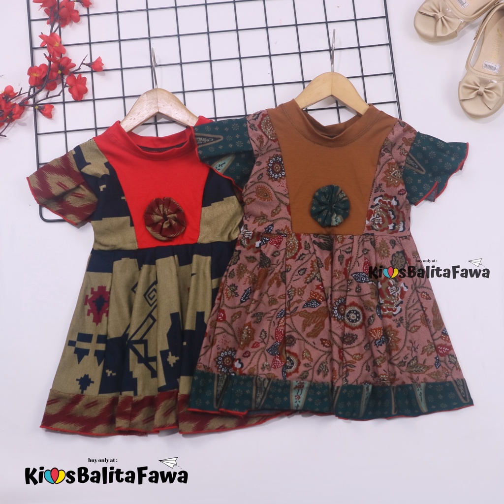 (BATIK) Dress Tania uk 6-18 Bulan / Dres Anak Bayi Perempuan Lengan Pendek Gaun Pesta Import Baby