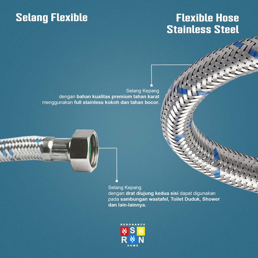 Selang Anyam Fleksibel 40cm / Flexible Hose Closet Wastafel Resonance Home