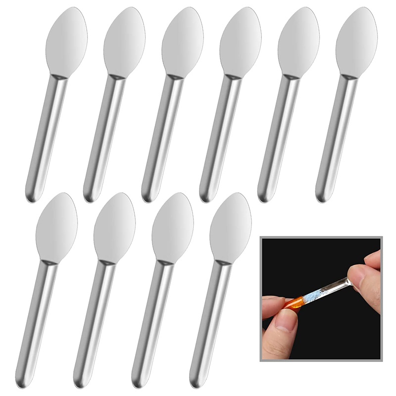 Capsule Filling Spatula 10PCS Stainless Steel Lab Spoon Mini Scoop for Fast Gel Cap Capsule Filling Pill Filler Machine