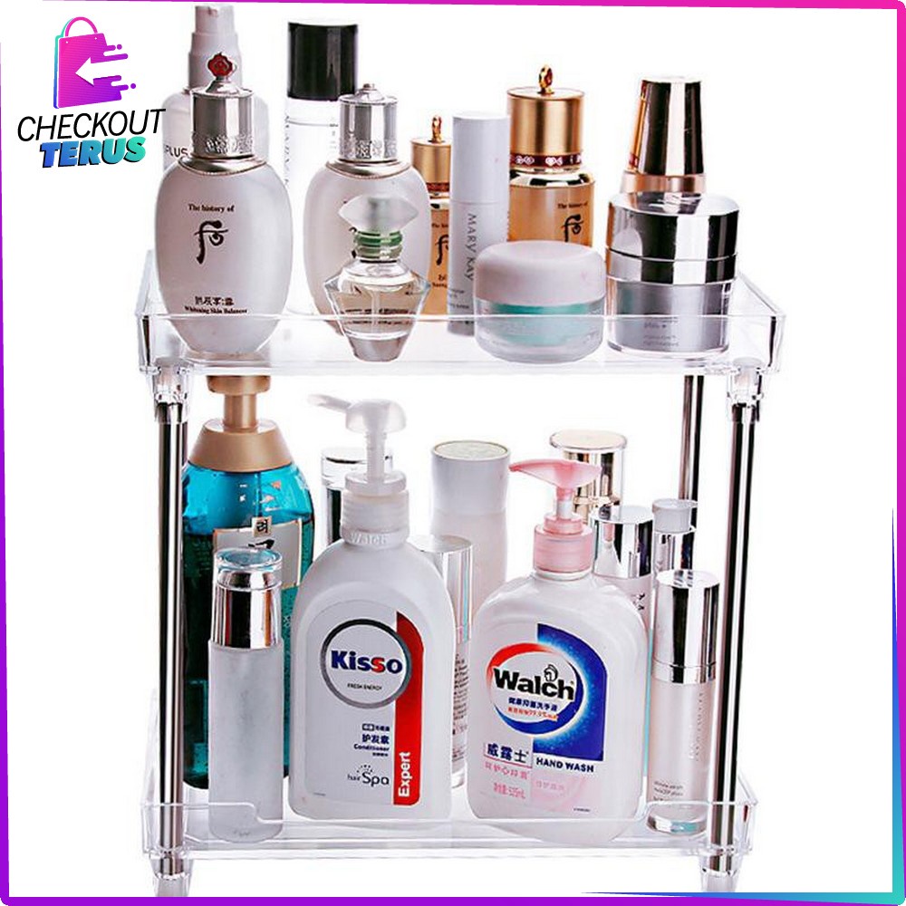 CT K15 Rak Kosmetik Acrylic 2 dan 3 Tingkat Serbaguna Make up organizer Kotak Makeup Rak Penyimpanan Multifungsi