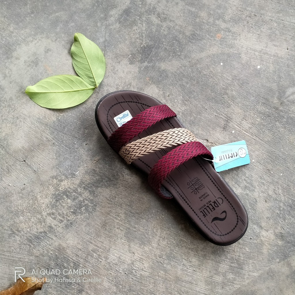 Ifa Series Ori Cirellie Turki Sandal Selop Wanita 37-40 Best Style 3Y You Young Yes-B3-Ifa Marun Krem