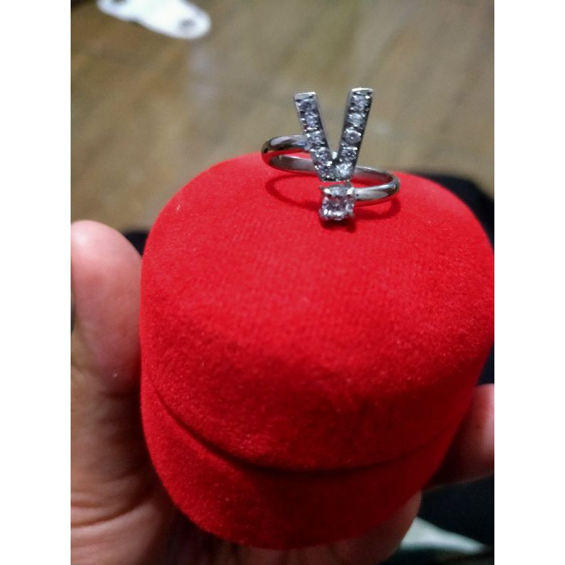 cincin perak lapis emas putih huruf terrrmurah