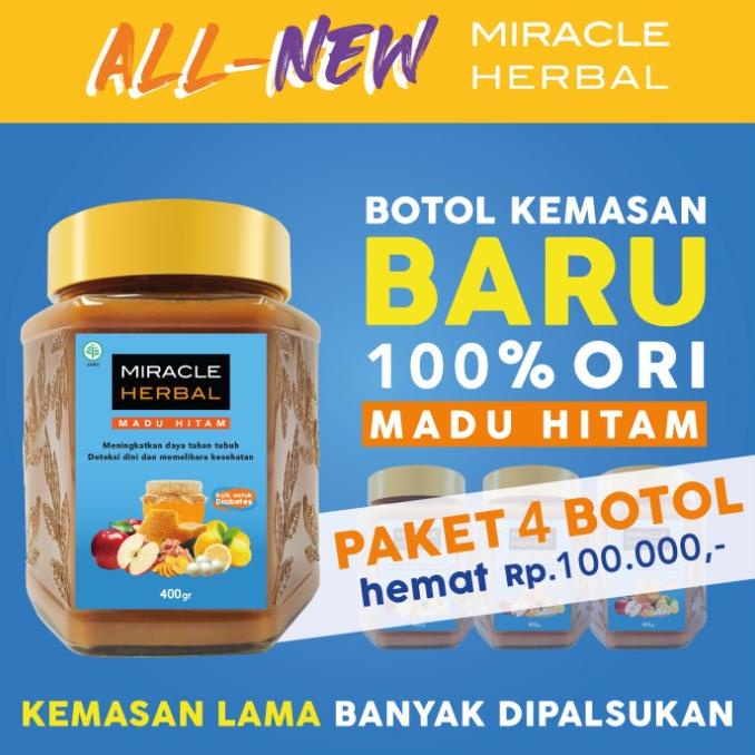 

PAKET 4 BOTOL MIRACLE HERBAL 400ML MADU HITAM