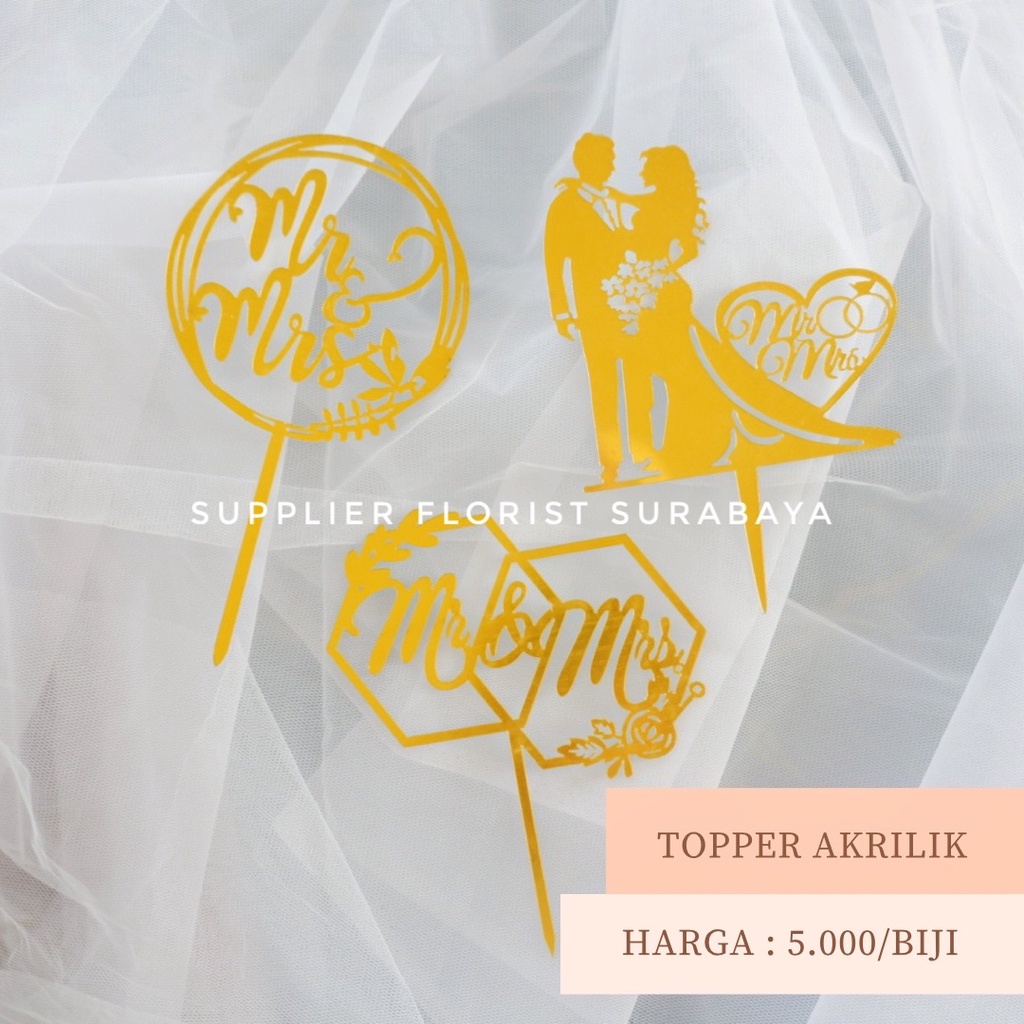 TOPPER AKRILIK MR MRS WEDDING CELEBRATION HIASAN KUE NIKAH KAWIN