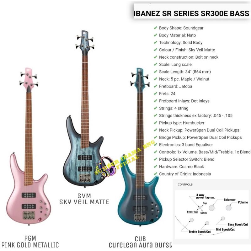 PROMO BASS IBANEZ SR300E 4 STRING MADE IN INDONESIA