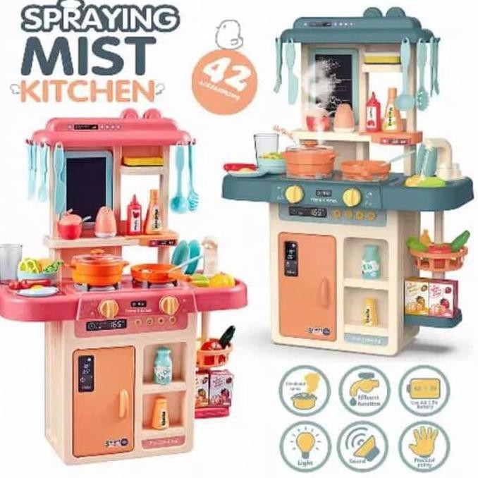 MB49 Mainan SPRAYING MIST KITCHEN 888-17 / Kitchen Mist Uap Isi 42pcs - PINK