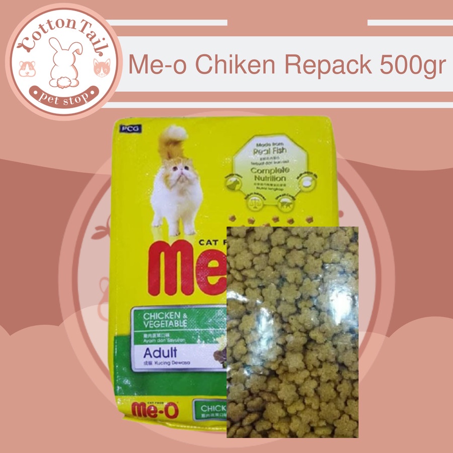 Makanan kucing Me-O Adult Chicken &amp; Vegetable Repack 500gr