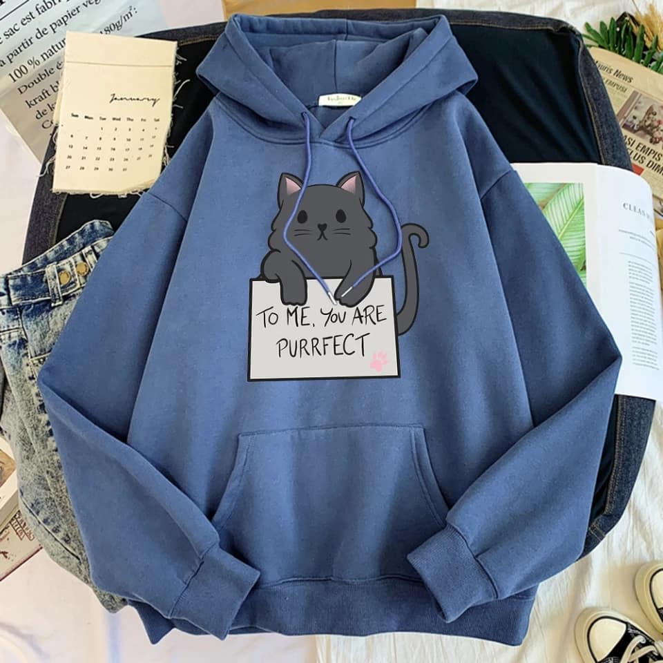 Hoodie Sweater PURRFECT CAT bisa untuk pria/wanita