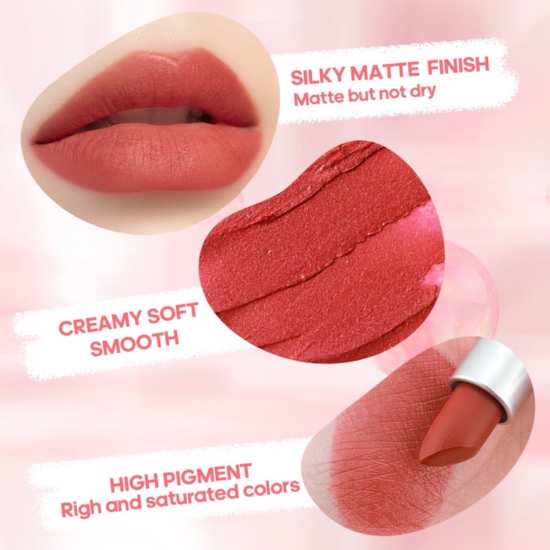 SANIYE K2000 Es batu transparan Velvet Lipstik Lipstick Makeup Bibir Tahan Lama BPOM