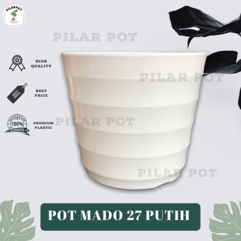 pot bunga tanaman Mado putih 22cm lovenia 8027 - PM 8027 PUTIH