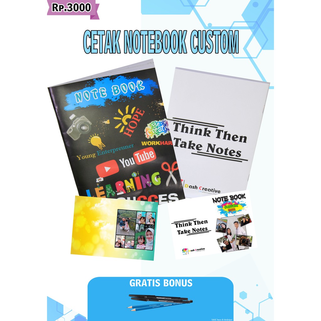 (FREE BONUS) Buku Catatan Notebook Custom Free Design Murah