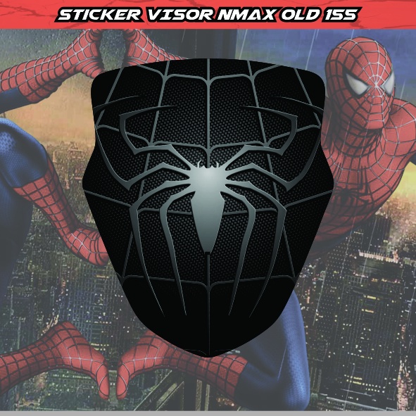 Sticker Visor Nmax Spiderman Stiker Windshield Nmax - Hitam-Hitam