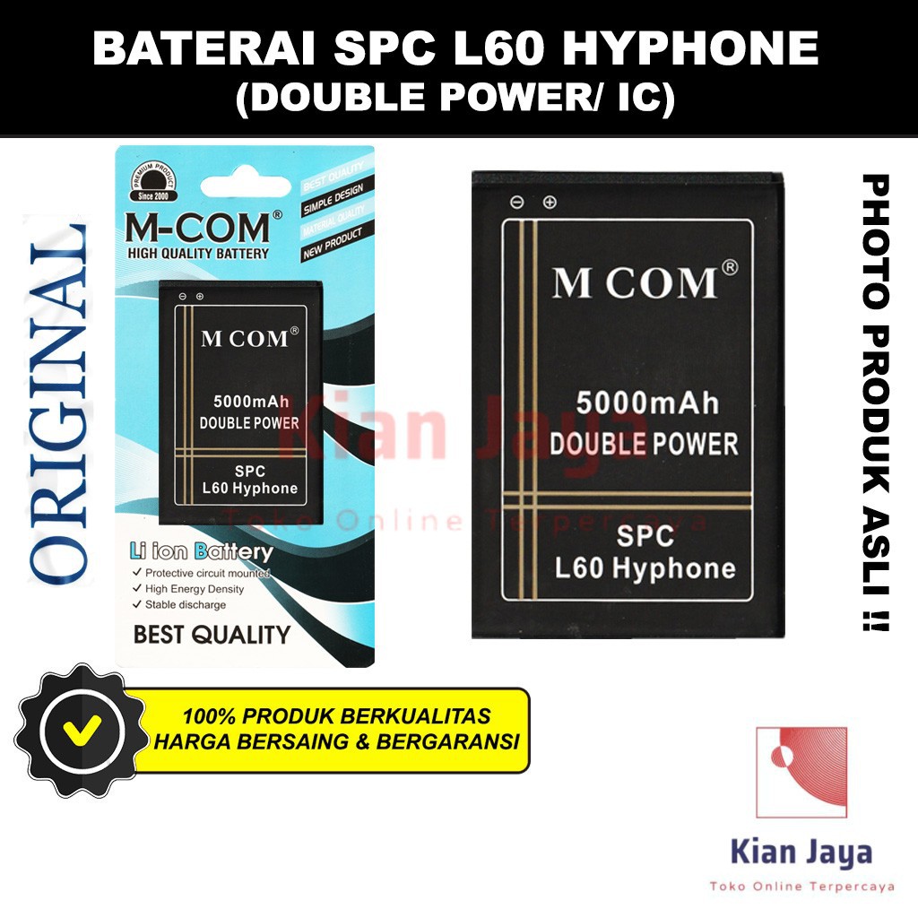 MCOM Baterai Hp SPC L60 Hyphone 4G LTE Original Double Power Batre Batrai Battery Ori