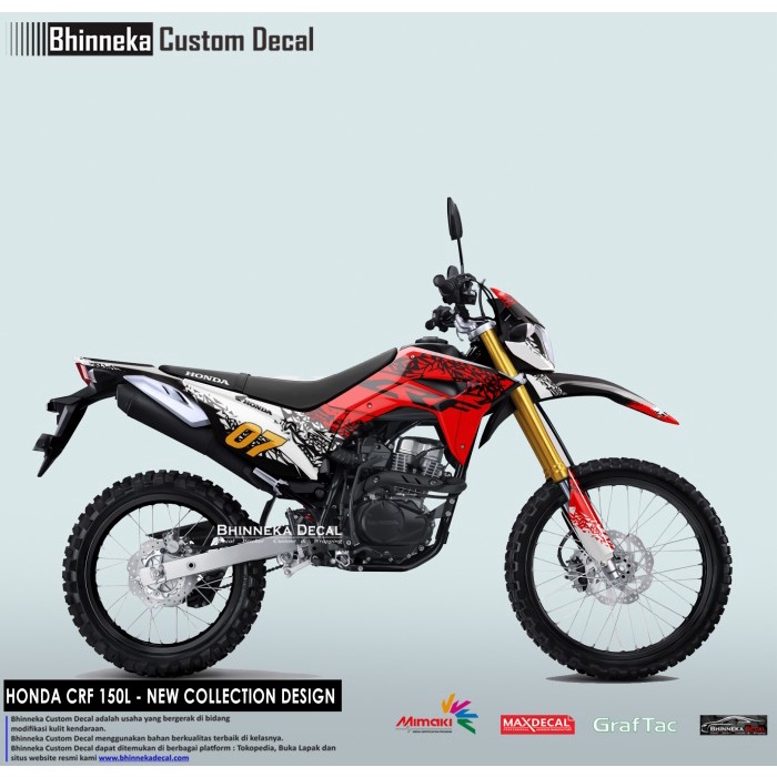 DECAL STICKER CRF 150 RED ABUSRD