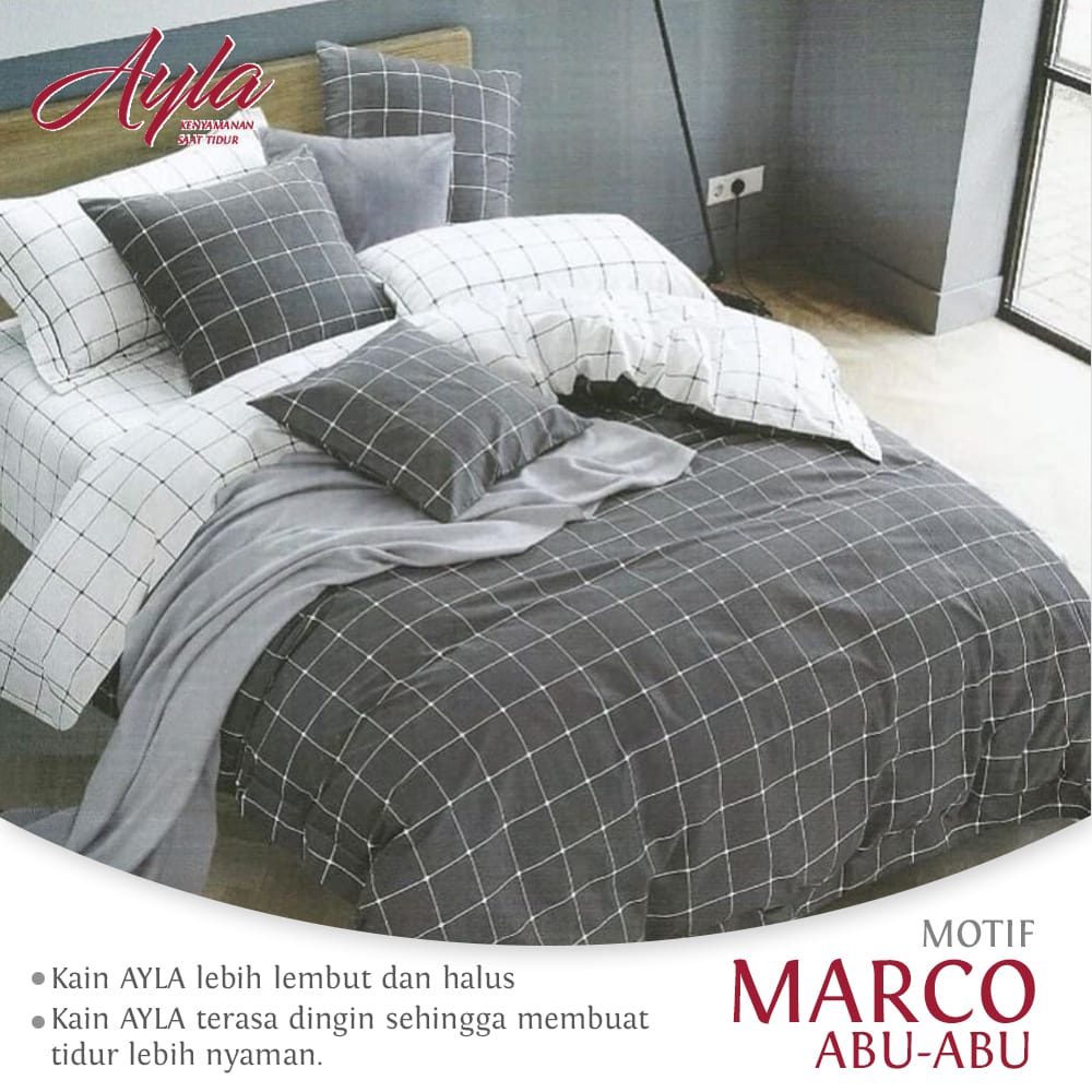 Sprei Anti Geser Katun Star Motif Marco Abu Dan Hitam │seprei Star Homemade Kotak Monocrome